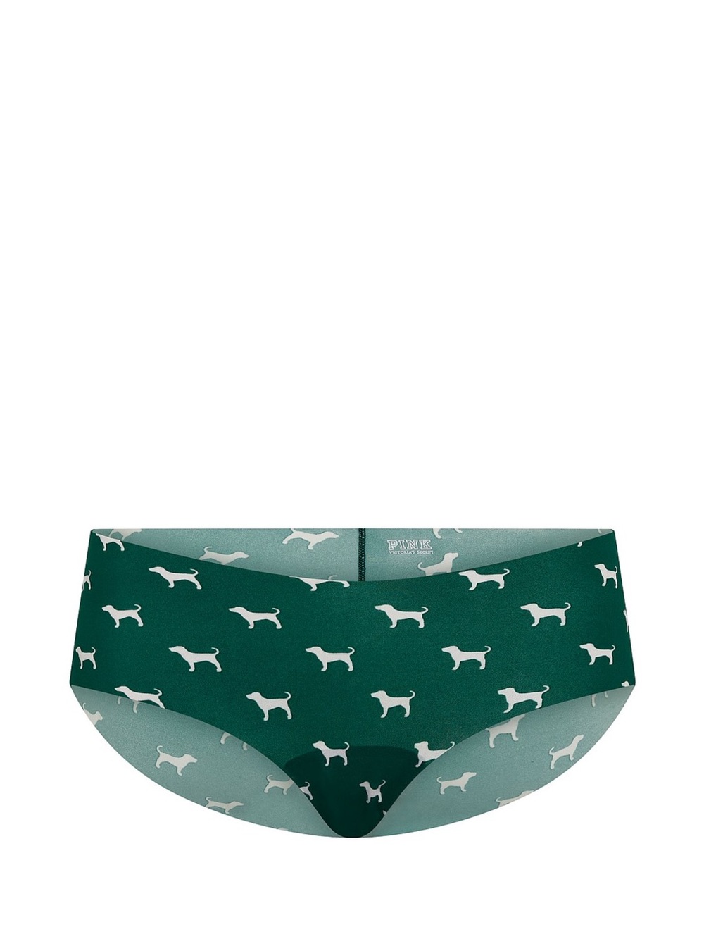 PINK Victoria's Secret Green Hipster Panty with White Dog Print